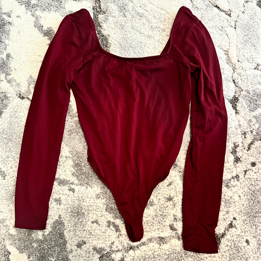 Nordstrom Burgundy Long Sleeve Bodysuit